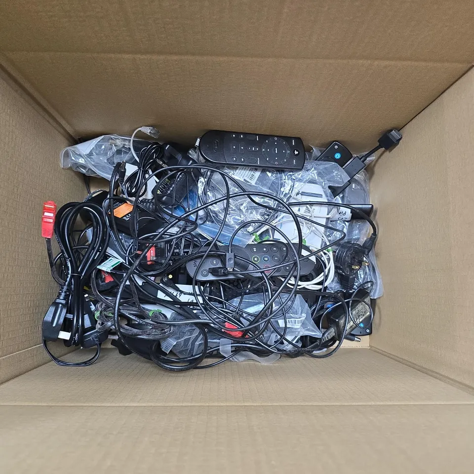 APPROXIMATELY 15 ASSORTED ELECTRICAL ITEMS TO INCLUDE BT WIFI HUB, REMOTE CONTROLS AND ASSORTED POWER CABLES