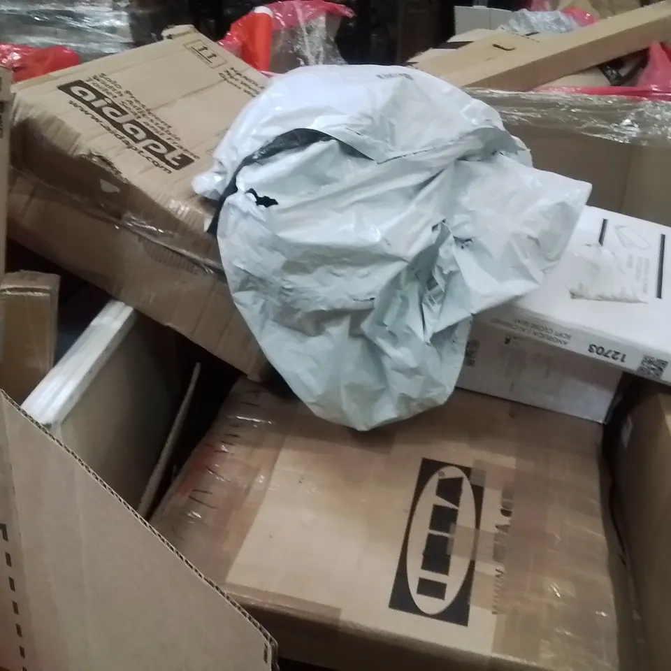 PALLET OF ASSORTED HOUSEHOLD GOODS AND PRODUCTS TO INCLUDE;TOILET SEAT,AQUARIUM LIGHT,TOWEL WARMER MACHINE 