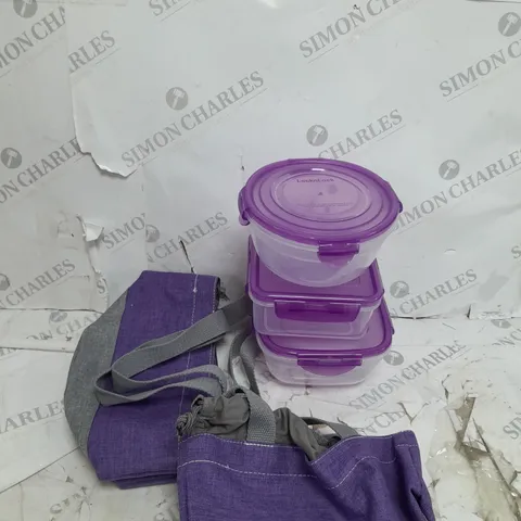 LOCKNLOCK SET 3 MINI TUPPERWARE AND TOTES IN PURPLE 