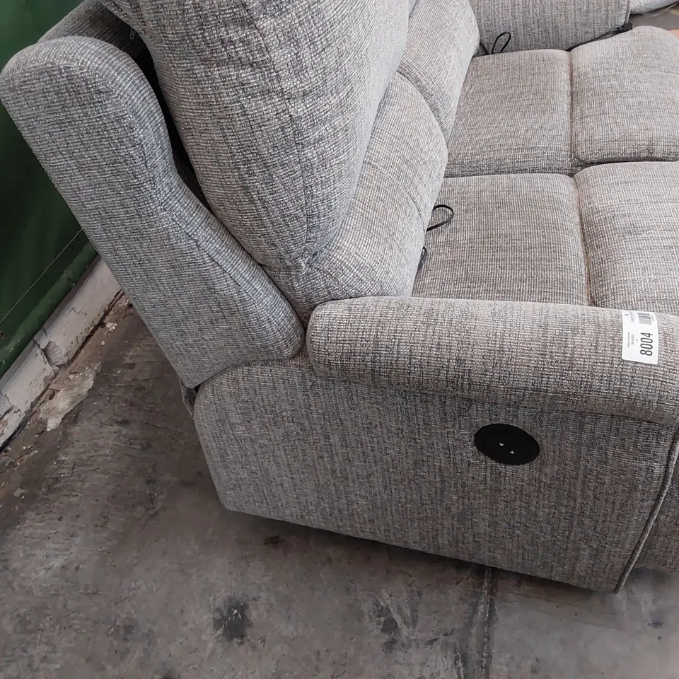 QUALITY BRITISH DESIGNER G PLAN NEWMARKET POWER RECLINING TWO SEATER SOFA COPPICE ASH FABRIC 