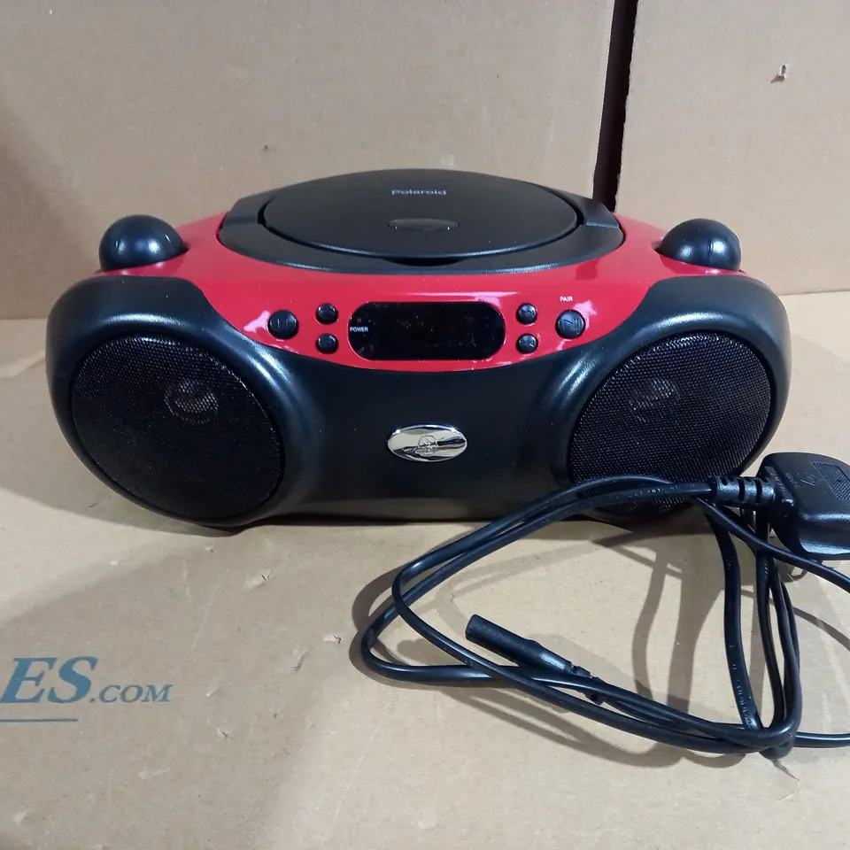 POLAROID BLUETOOTH CD BOOMBOX BLACK/RED