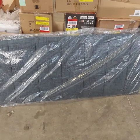 BAGGED DESIGNER ABSTRACT LINEN UPHOLSTERED DOUBLE HEADBOARD