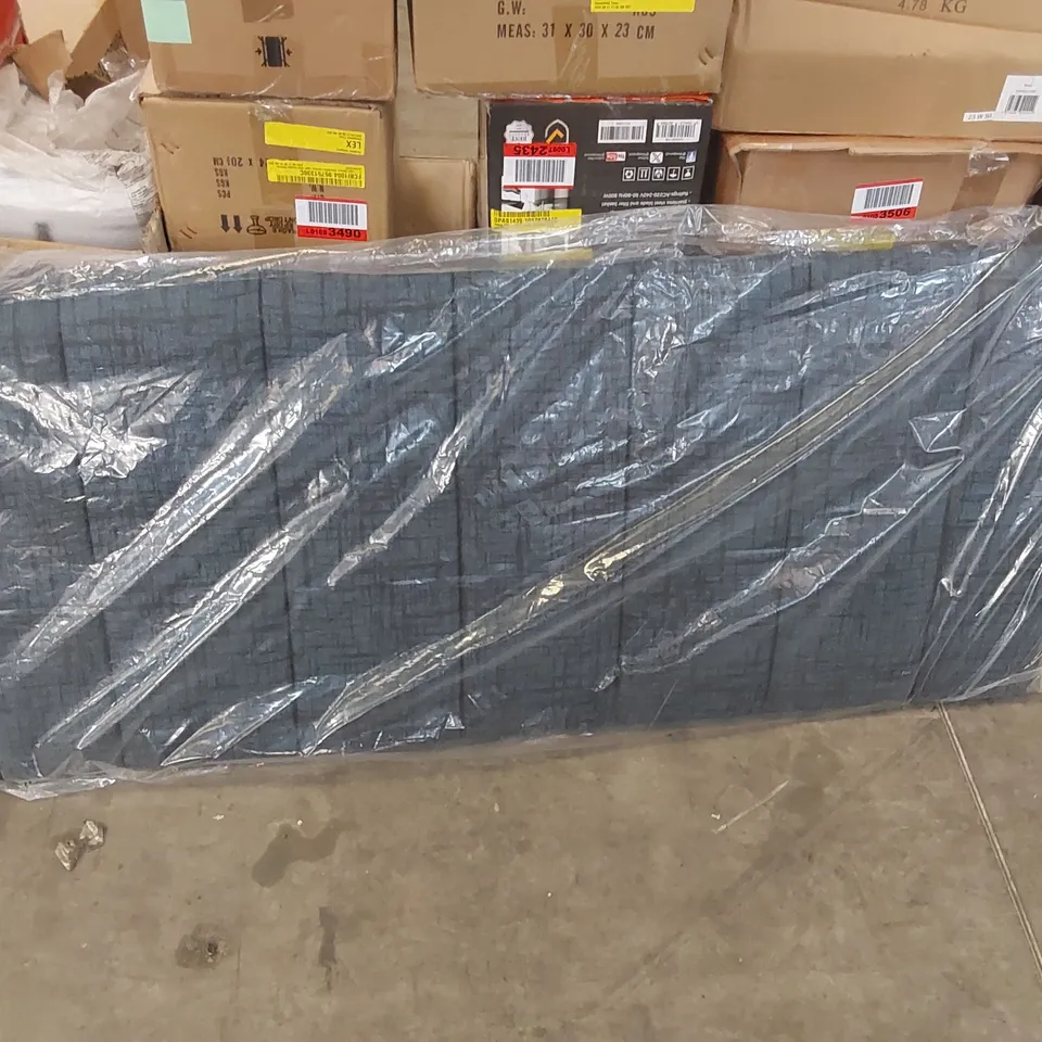 BAGGED DESIGNER ABSTRACT LINEN UPHOLSTERED DOUBLE HEADBOARD 