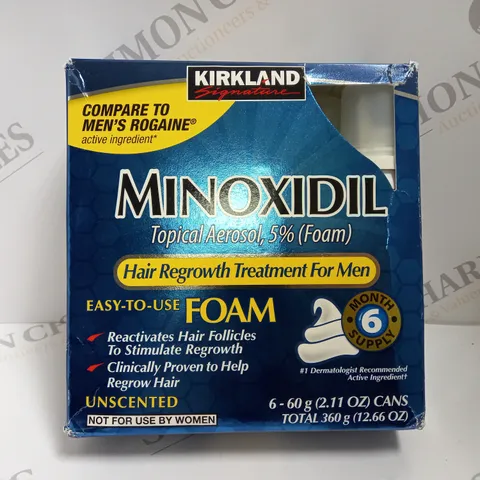 KIRKLAND SIGNATURE MINOXIDIL TOPICAL AEROSOL, 5% FOAM HAIR REGROWTH TREATMENT (APPROX 6 X 60G = 360G)