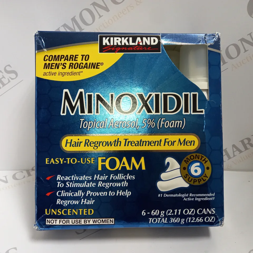 KIRKLAND SIGNATURE MINOXIDIL TOPICAL AEROSOL, 5% FOAM HAIR REGROWTH TREATMENT (APPROX 6 X 60G = 360G)