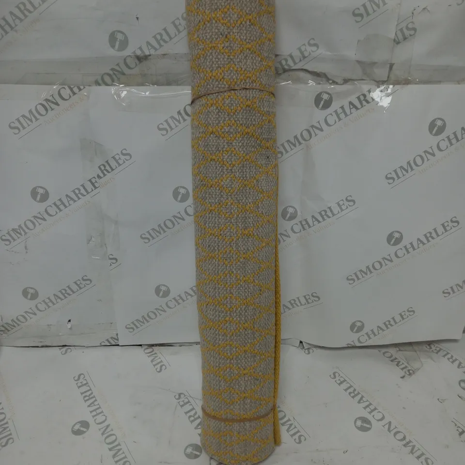 BAY HANDMADE TECHNIQUE DHURRIE YELLOW RUG 60 X 120CM 