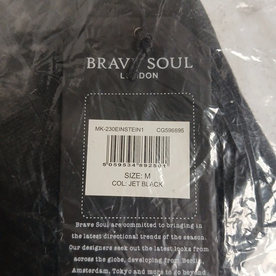 BRAVE SOUL LONDON MEN’S TOP – JET BLACK – SIZE M (MK-230EINSTEIN1)