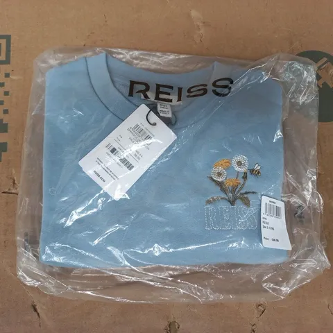 BAGGED REISS KID'S EPPING LONG SLEEVE DANDELION LOGO T-SHIRT IN PALE BLUE SIZE 5-6 YEARS