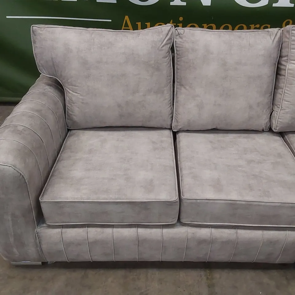 QUALITY DESIGNER LILLY SOFT FABRIC UPHOLSTERED CORNER SOFA - SILVER