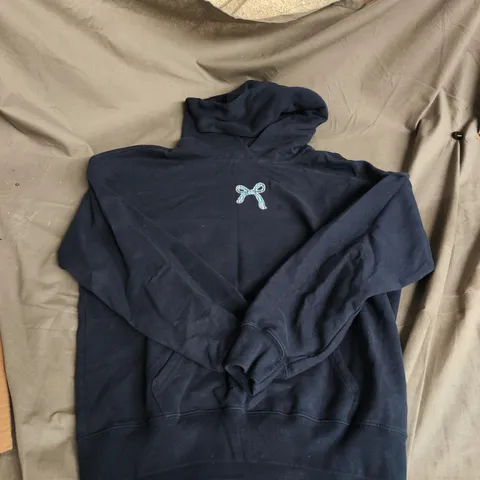 HOLLISTER NAVY HOODIE WITH ANCHOR EMBROIDERY – BACK ANCHOR DESIGN - SIZE XS