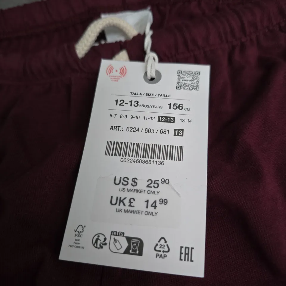 ZARA JOGGERS WITH "80" LOGO, AGE 12-13 YEARS