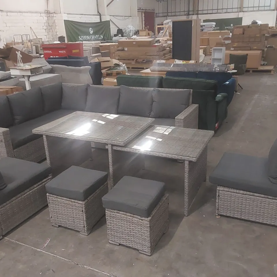 OUTSUNNY WICKER 10-PERSON GARDEN LOUNGE SET WITH CUSHIONS