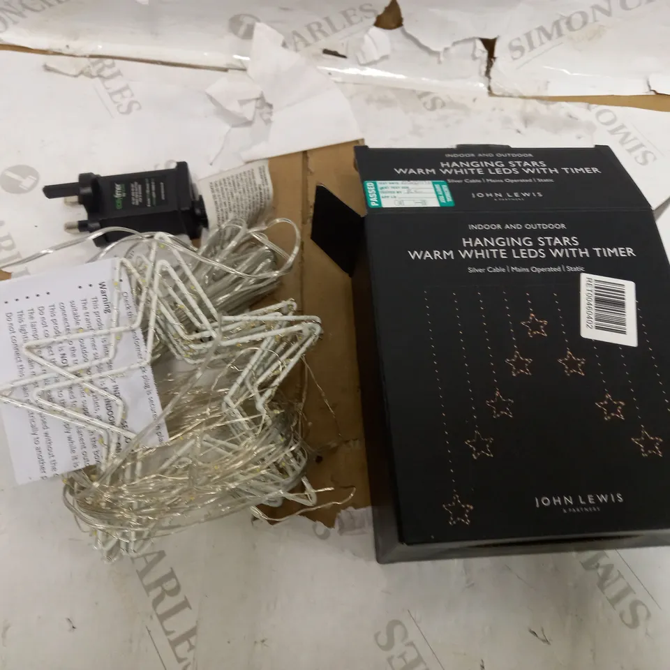 HANGING STARS WARM WHITE LEDS WITH TIMER 