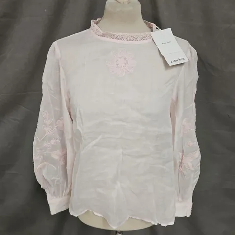 & OTHER STORIES RAMIE SHEER TOP IN PINK SIZE 12
