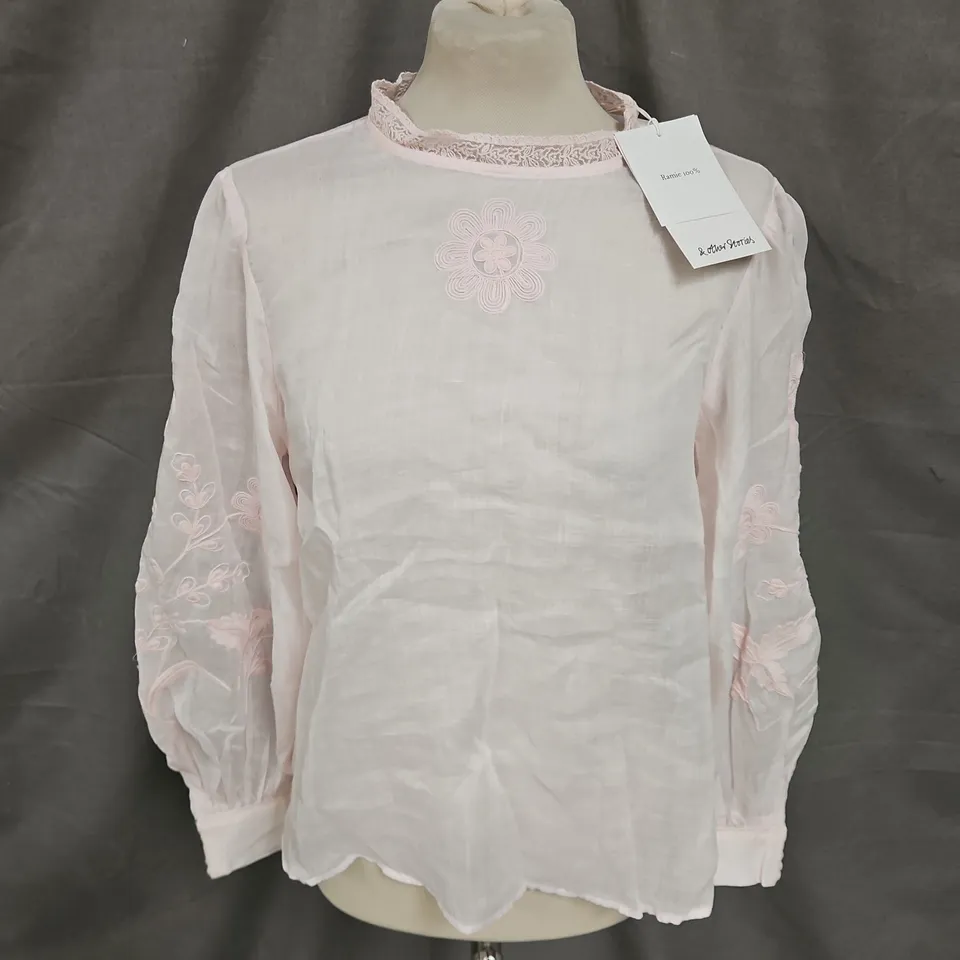 & OTHER STORIES RAMIE SHEER TOP IN PINK SIZE 12