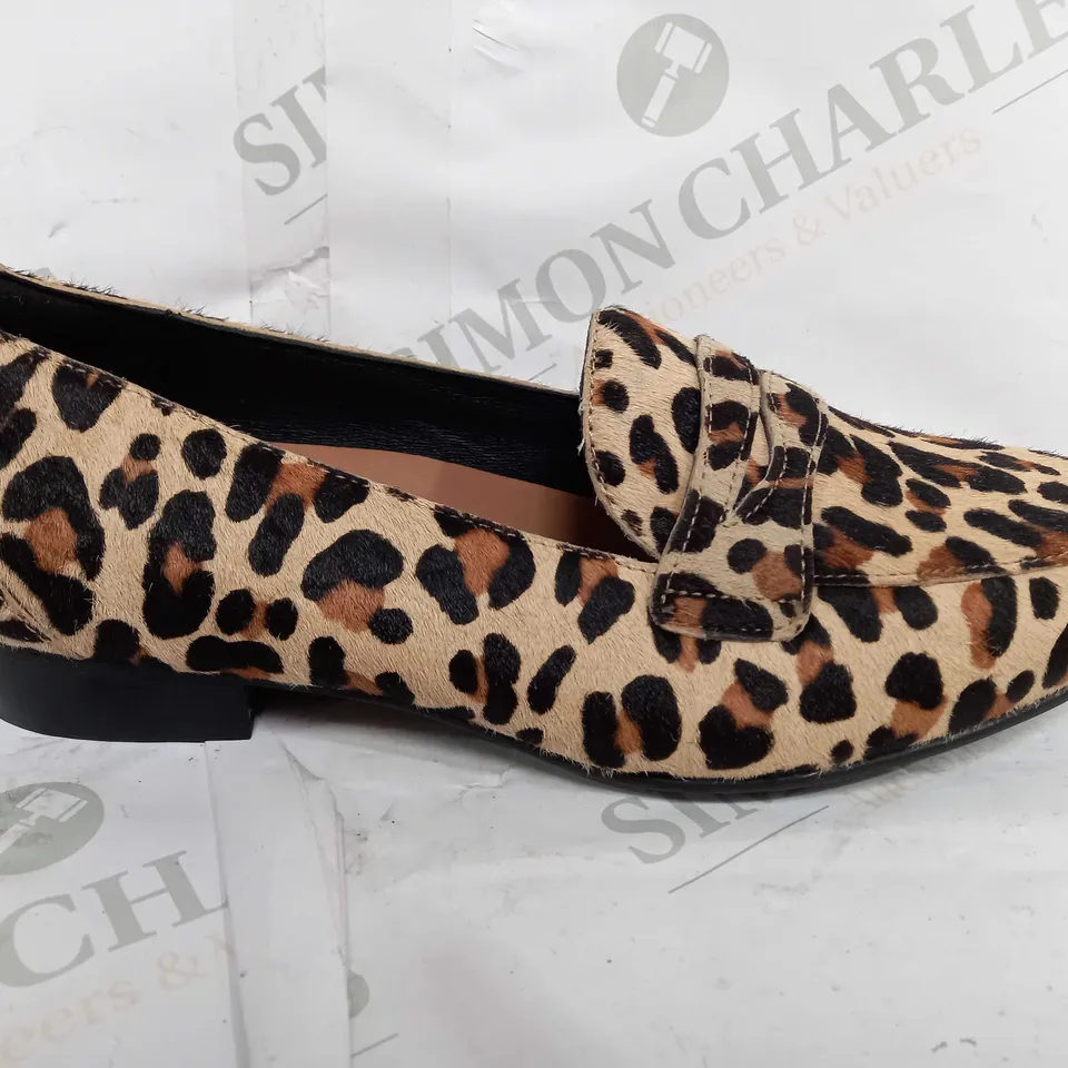 PAIR OF CLARKS SLIP ON HEELED LEOPARD SHOES - UK 5.5