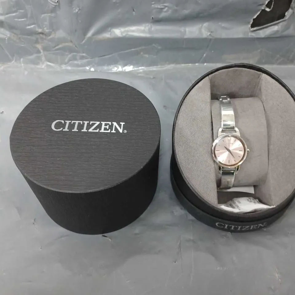 CITIZEN QUARTZ PINK MOTHER OF PEARL DIAL STAINLESS STEEL LADIES WATCH