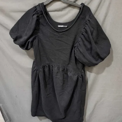 DENIM GEORGE BLACK PUFF-SLEEVE DRESS UK M