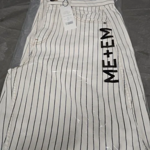 ME+EM STRIPED DENIM EXTREME TAPERED JEANS – BLACK/ECRU, UK 12 