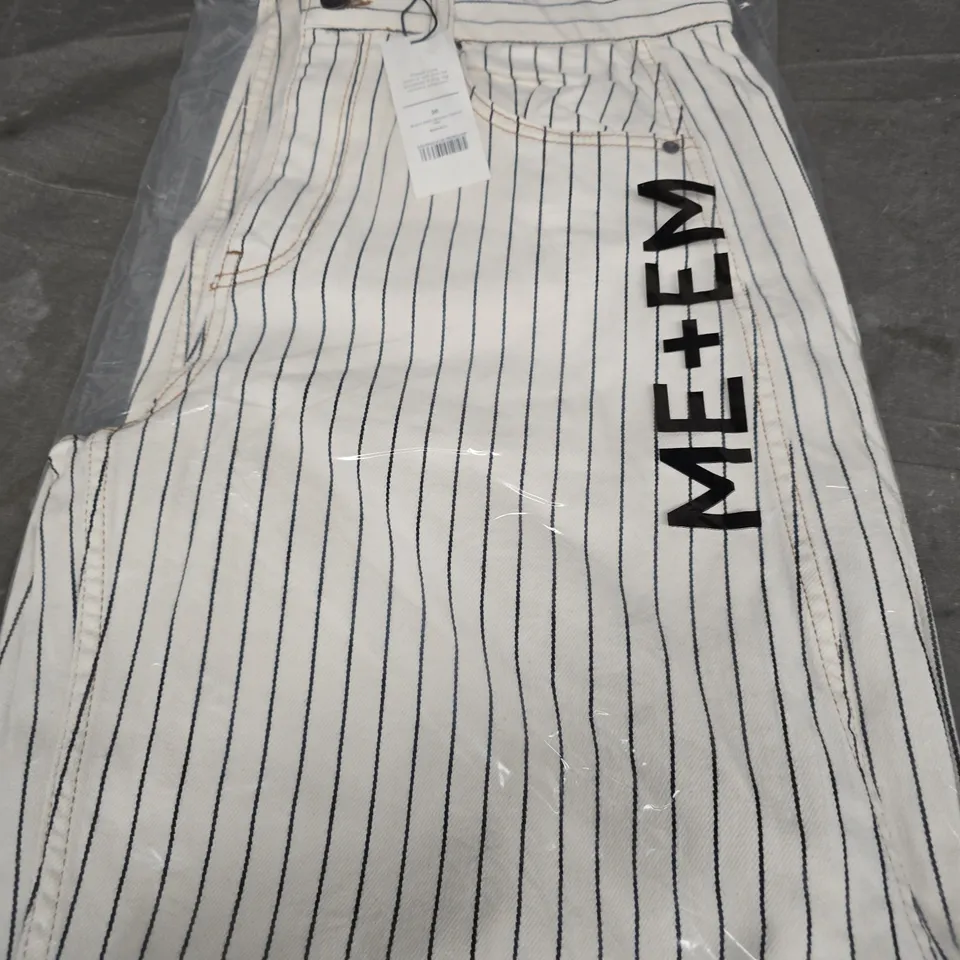 ME+EM STRIPED DENIM EXTREME TAPERED JEANS – BLACK/ECRU, UK 12 