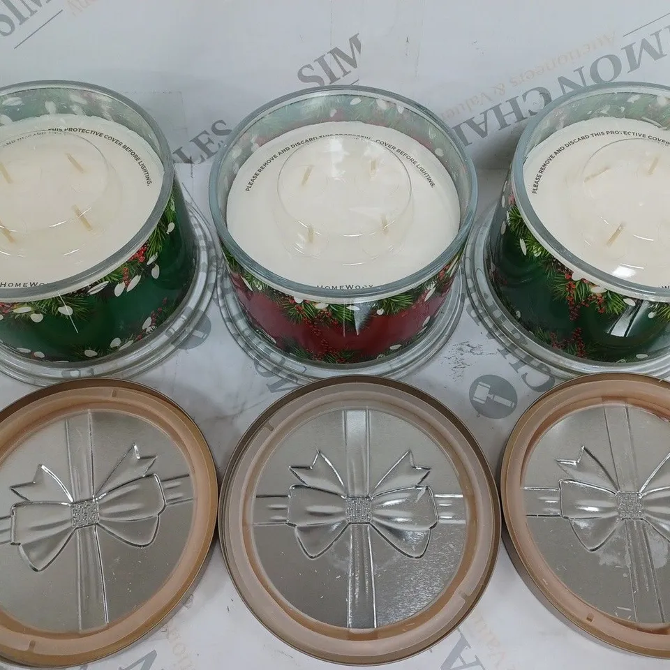 BOXED HOMEWORX SET OF 3 CHRISTMAS THEMED SCENTED CANDLES