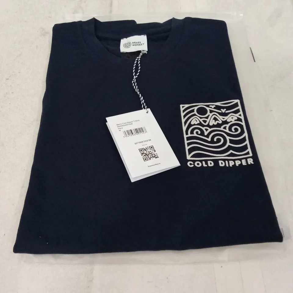 BOX OF APPROXIMATELY 27 X BRAND NEW BRASS MONKEY MENS COLD DIPPER T-SHIRTS - NAVY // SIZE: M