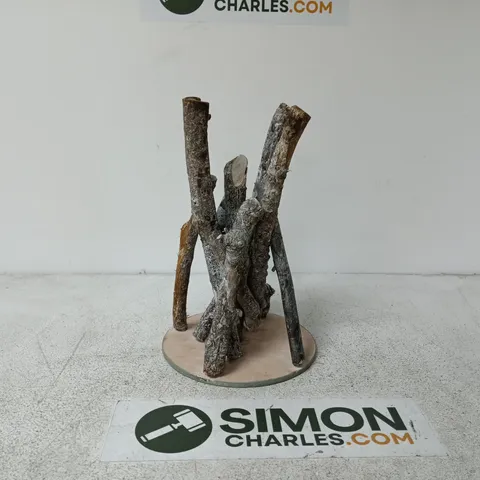 WOODEN SCULPTURE ON CIRCULAR BASE (DRIFTWOOD FORM)