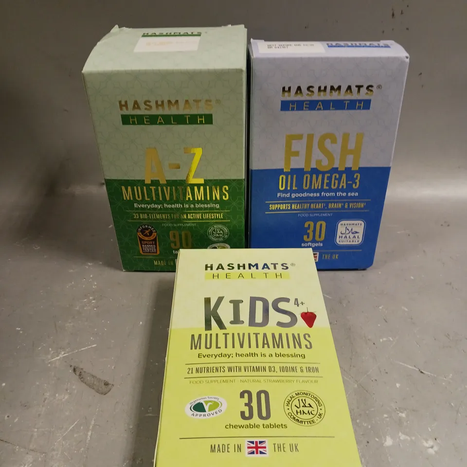 3 X BOXED HASHMATS HEALTH VITAMINS ASSORTMENT 
