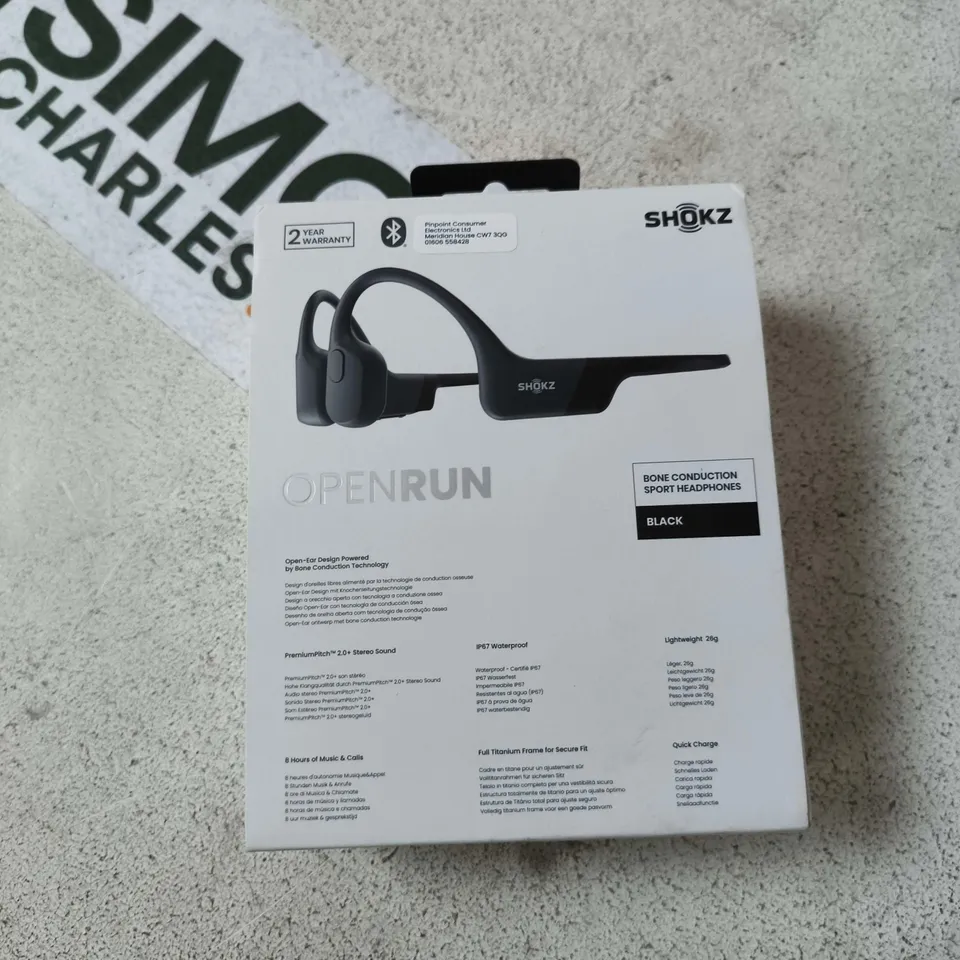 SHOKZ OPENRUN BONE CONDUCTION HEADPHONES – BLACK (BOXED)