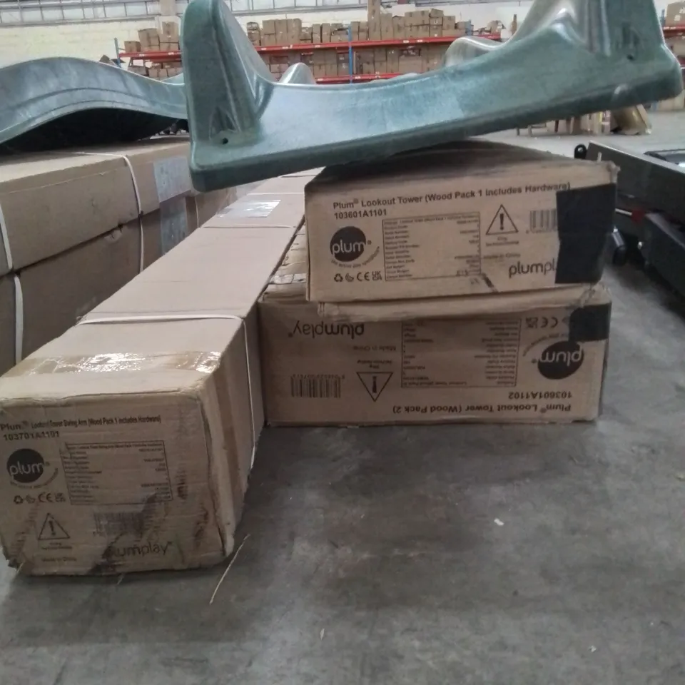  PLUM WOODEN LOOKOUT TOWER WOODPACKS 1 AND 2 (3 BOXES AND A SLIDE)