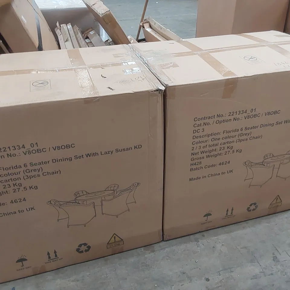 BOXED FLORIDA SET OF 6 OUTDOOR GARDEN CHAIRS // PLEASE NOTE TABLE NOT INCLUDED (2 BOXES)