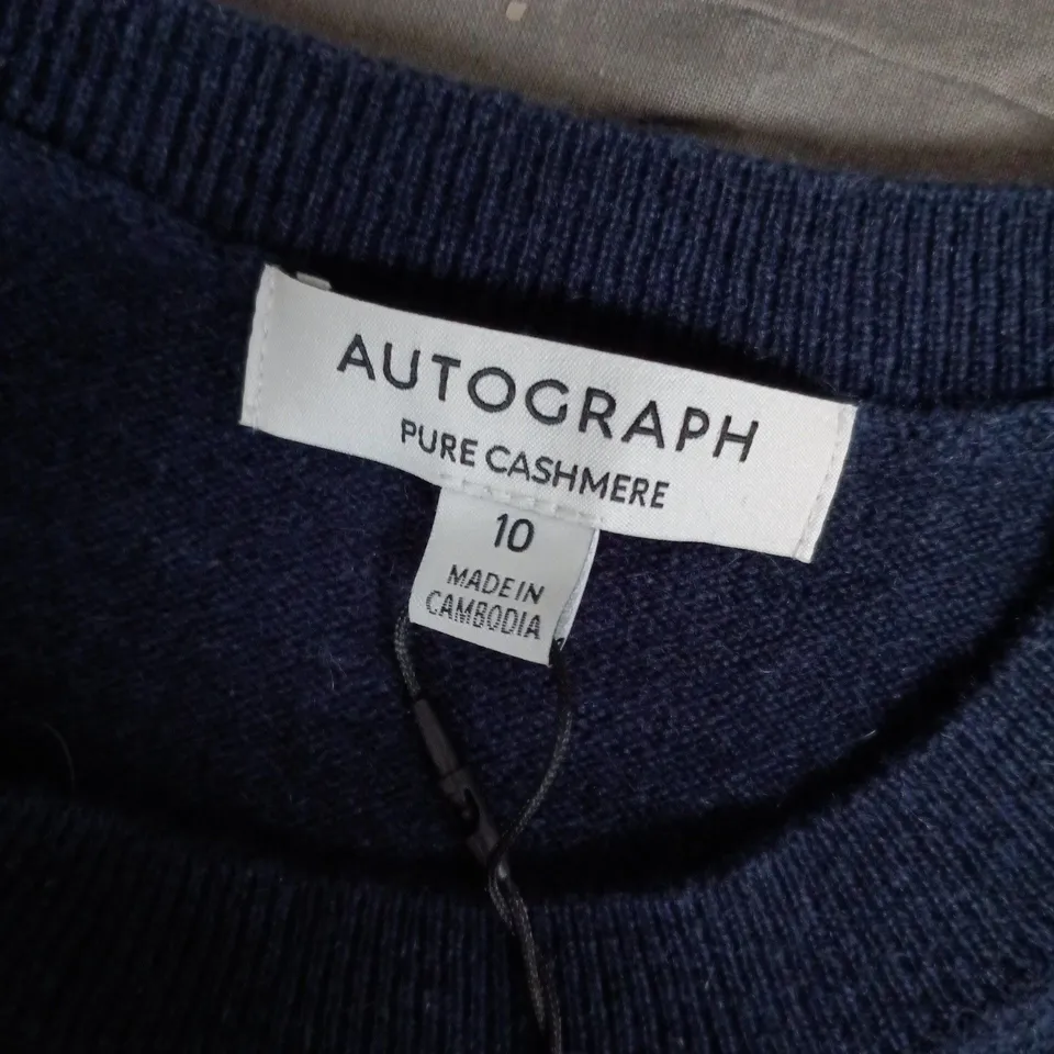 AUTOGRAPH PURE CASHMERE SWEATER – NAVY, UK SIZE 10