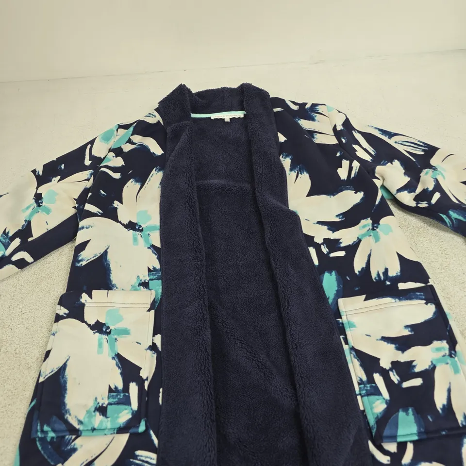 CAROLE HOCHMAN WOMEN'S ROBE – NAVY FLORAL PRINT, SIZE M