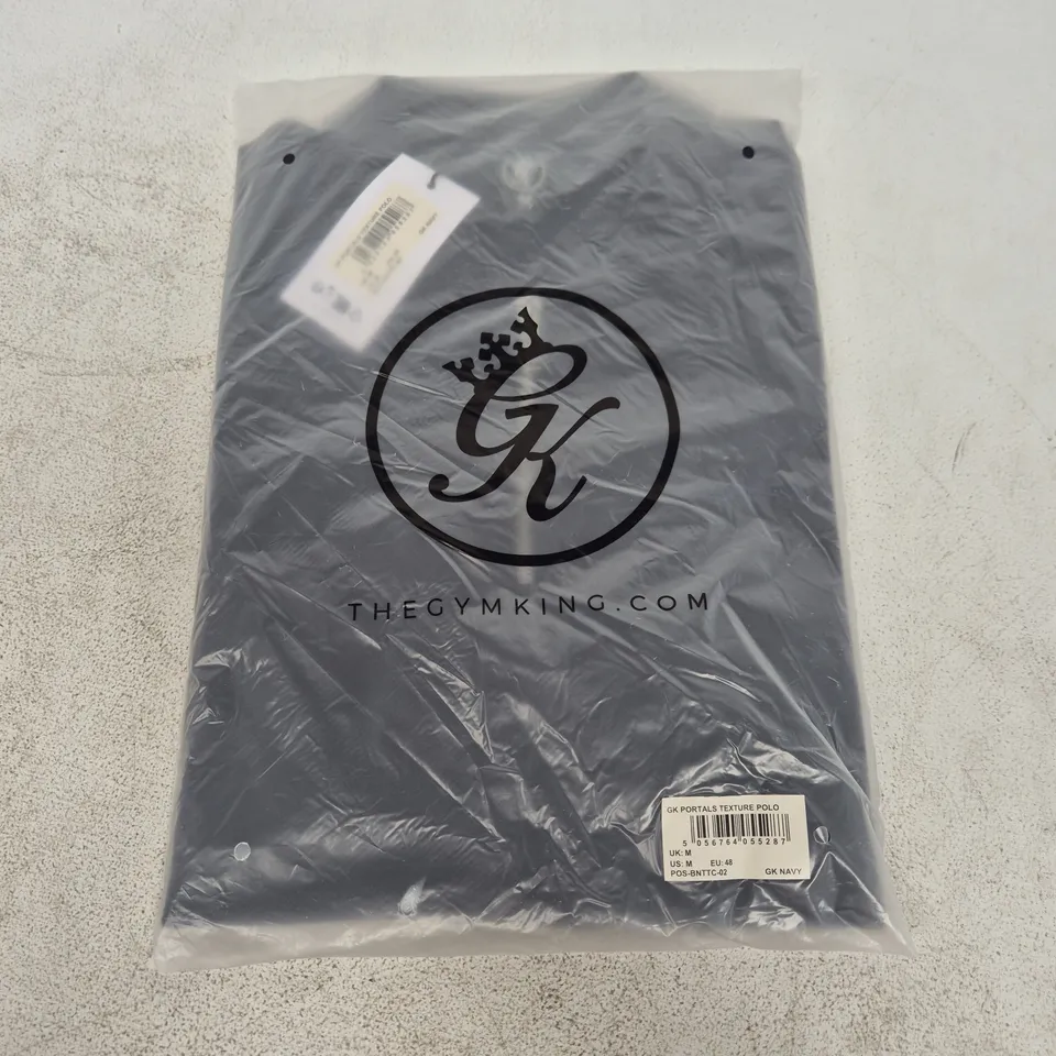 BAGGED GYMKING PORTALS TEXTURE POLO IN NAVY - UK MEDIUM