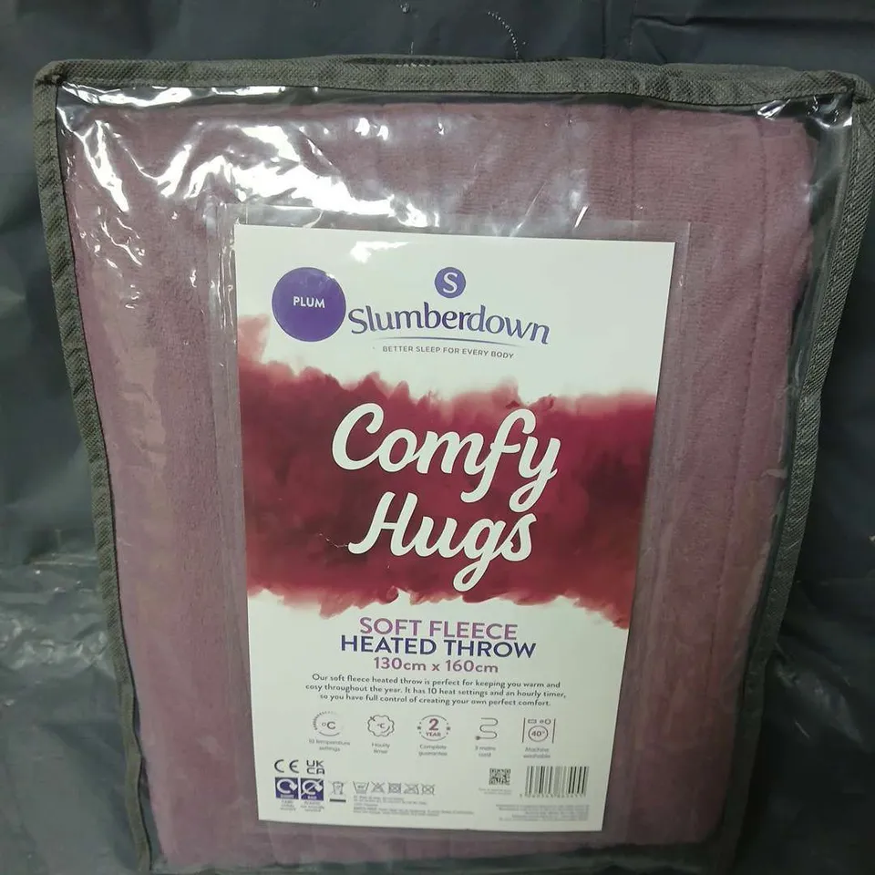 SLUMBERDOWN COMFY HUGS SOFT FLEECE HEATED THROW IN PLUM (130x160cm)