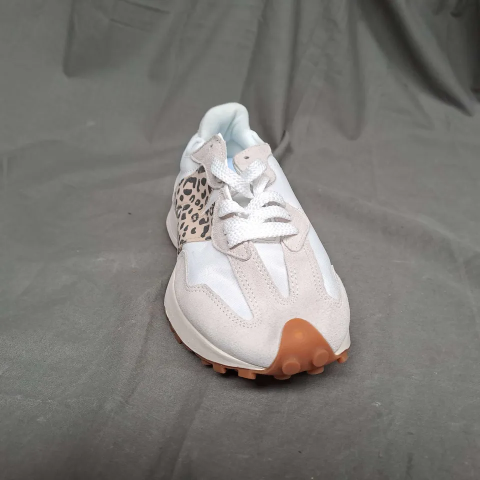 PAIR OF NEW BALANCE TRAINERS IN WHITE LEOPARD SIZE 5.5