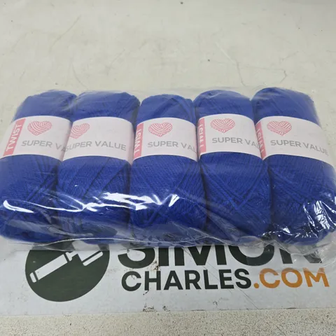 BLUE TWIST SUPER VALUE YARN - 5 X SKEINS