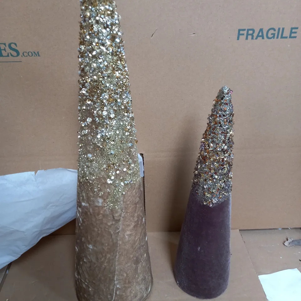 ALISON CORK SET OF BEADED GLITTER VELVET CONES