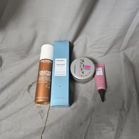 BOX OF APPROXIMATLEY 20 ASSORTED GOLDWELL HAIR CARE PRODUCTS INCLUDING SPUN SHINE GLOSS/KERASILK REPOWER/KERASIL COLOR