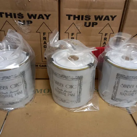 LOT OF APPROX 6 ASSORTED PACKAGED BOXED PAINTS TO INCLUDE: CHABBY CHIC FURNITURE PAINT, RAINBOW PAINT/PRIMER IN ONE