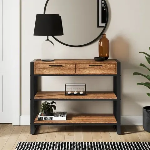 BOXED FREDDIE CONSOLE TABLE, RUSTIC WOOD EFFECT (1 BOX)