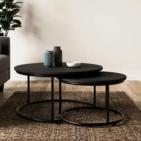 BOXED FULTON COFFEE NEST OF TABLES IN BLACK