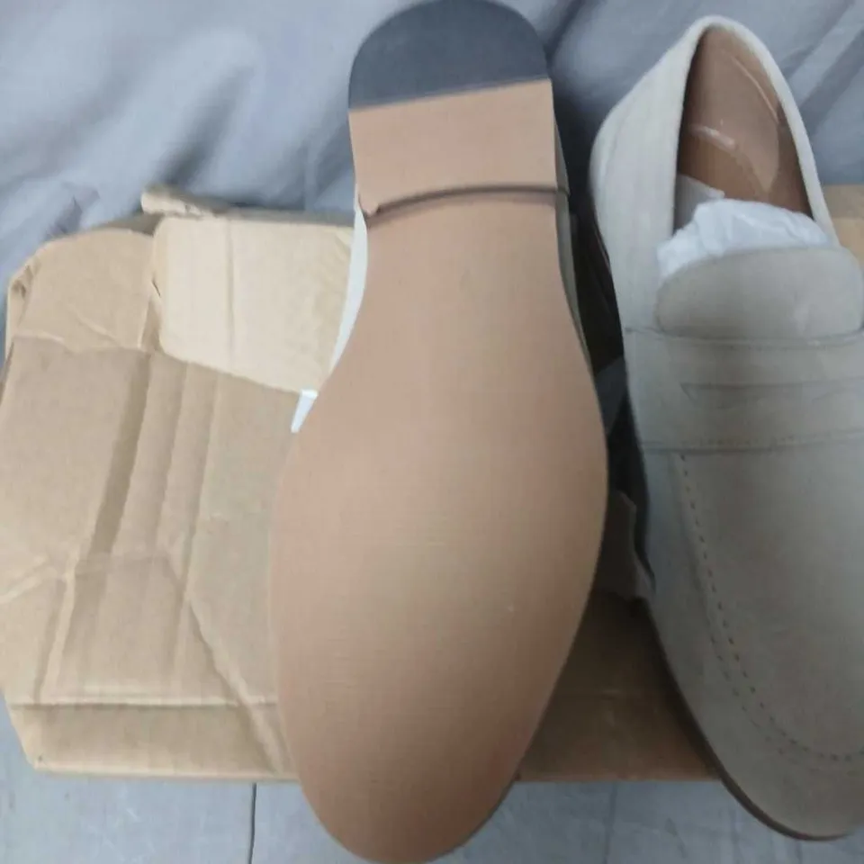 STONE SUEDE PENNY LOAFERS UK 7 