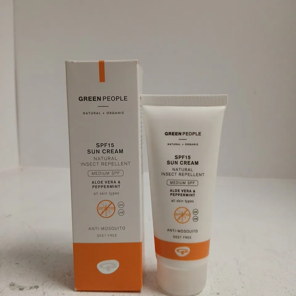 GREEN PEOPLE SPF15 SUN CREAM - NATURAL INSECT REPELLENT, ALOE VERA & PEPPERMINT - 100ML