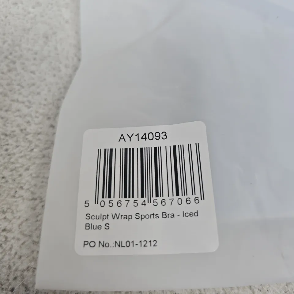 BAGGED AYBL SCULPT WRAP SPORTS BRA - ICED BLUE - SIZE SMALL