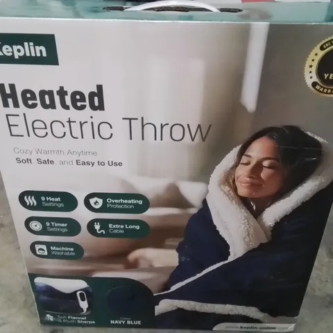 BOXED KEPLIN HEATED ELECTRIC THROW NAVY BLUE