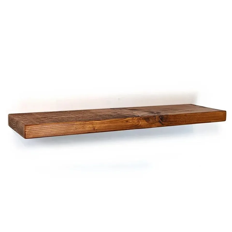 BOXED HANDMADE WOODEN FLOATING SHELF 170MM 7" LIGHT OAK