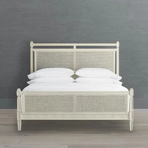 BRAND NEW BOXED BELLE WHITE FRENCH CANE DOUBLE BEDFRAME (4 BOXES)
