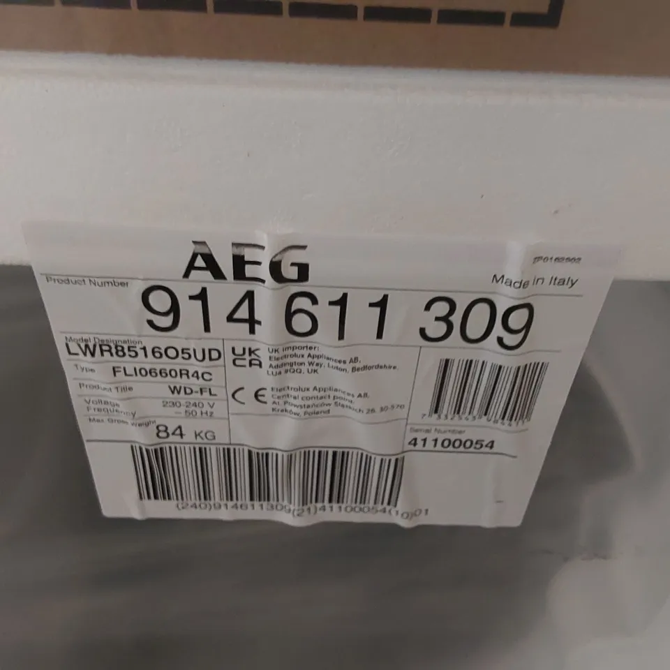 AEG 8000 LWR8516O5UD FREESTANDING WASHER DRYER, 10KG/6KG LOAD, 1600RPM SPIN, WHITE