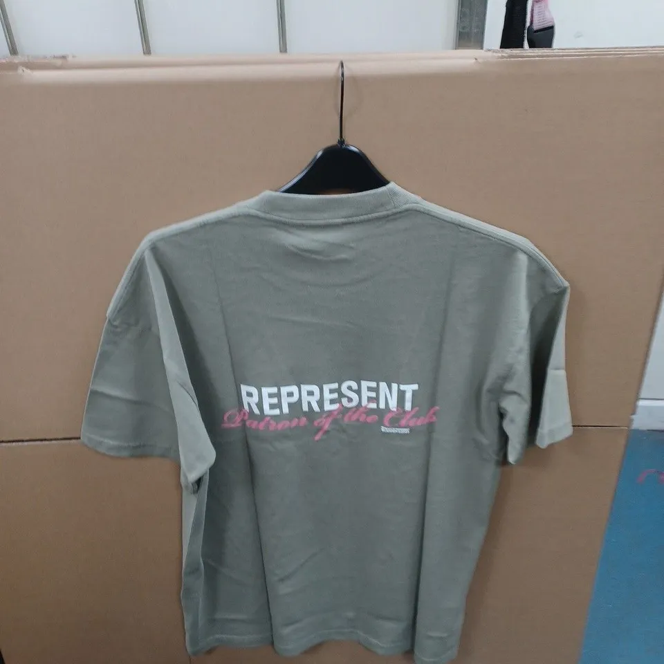 REPRESENT PATRON CLUB T-SHIRT - KHAKI/PINK - XXS 
